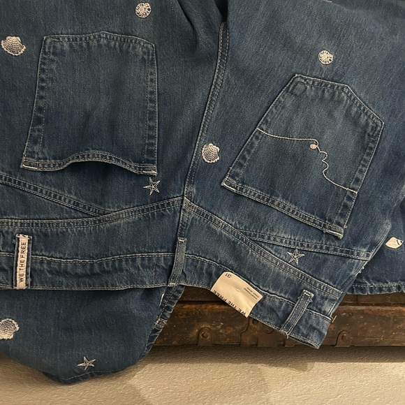We The Free Embroidered Wide Leg Blue Jeans - Picture 6 of 7